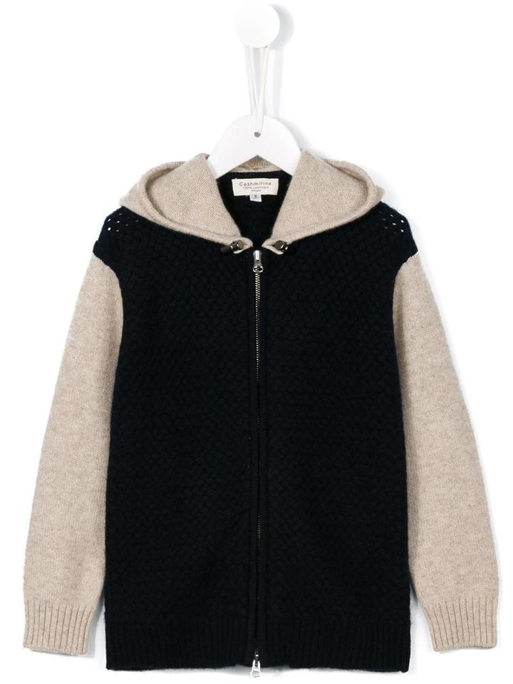 Cashmirino Latice Knit Hooded Cardigan, Boy's, Size: 6 Yrs, Blue