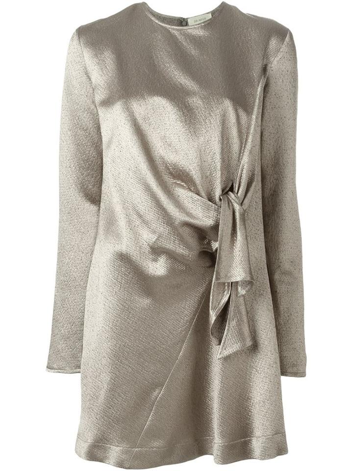 Isa Arfen Knot Detail Shift Dress, Women's, Size: 6, Grey, Silk/polyamide/wool