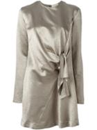 Isa Arfen Knot Detail Shift Dress, Women's, Size: 6, Grey, Silk/polyamide/wool
