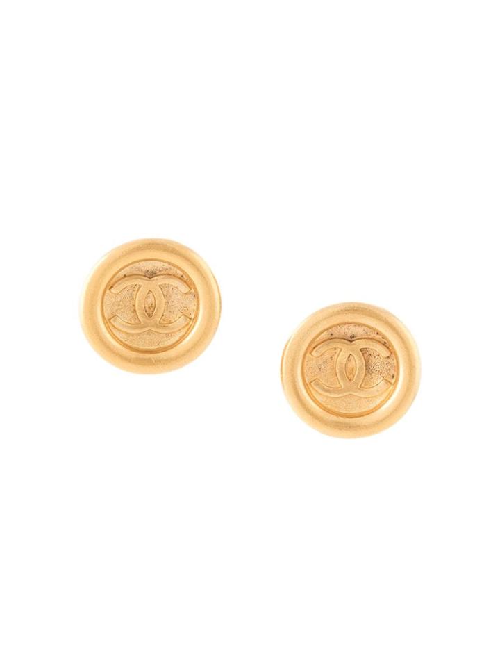 Chanel Pre-owned 1995's Cc Logos Button Earrings - Gold