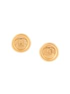Chanel Pre-owned 1995's Cc Logos Button Earrings - Gold