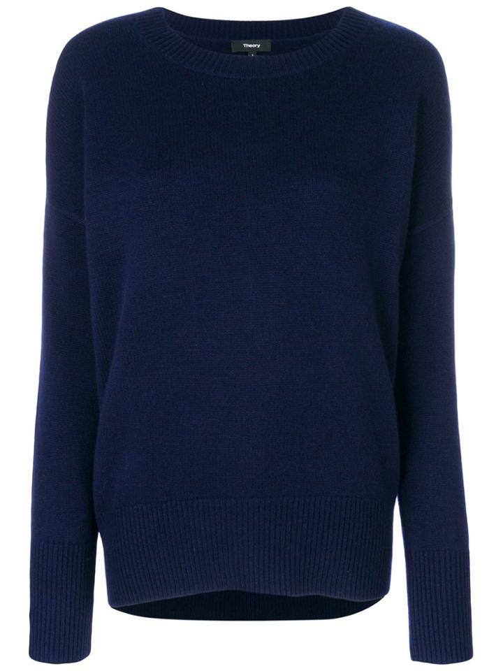 Theory Round Neck Jumper - Blue