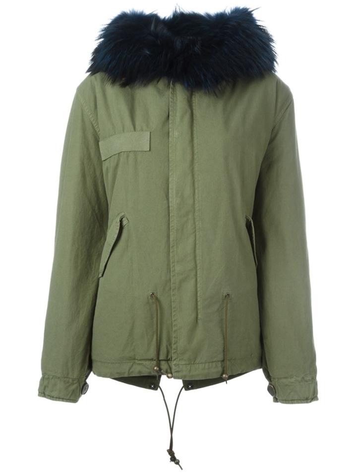 Mr & Mrs Italy Raccoon Fur Hooded Parka - Green