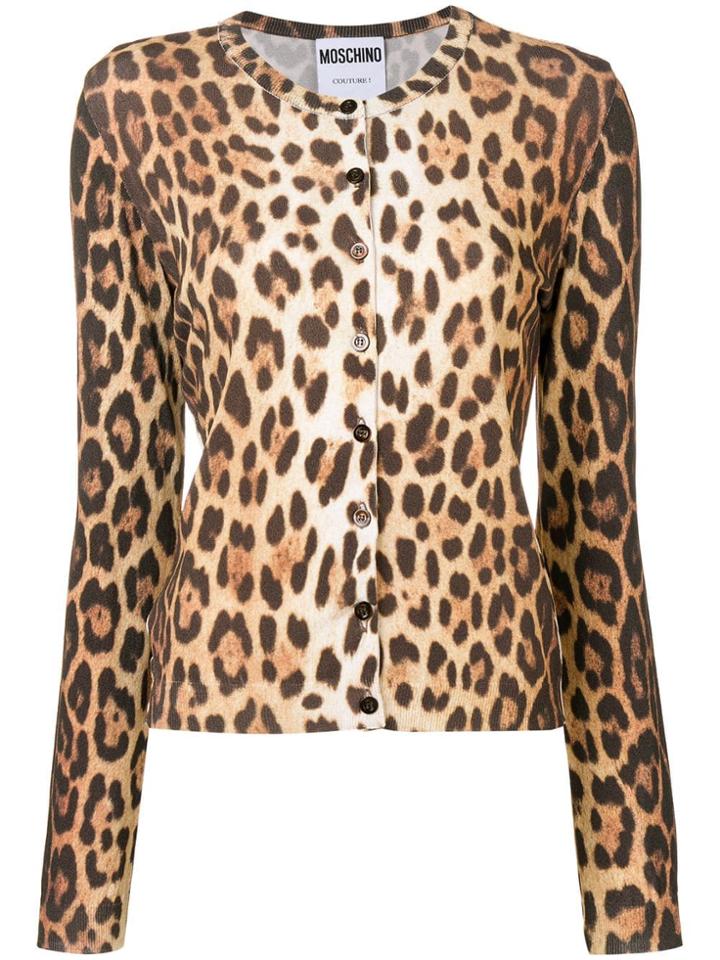 Moschino Leopard Printed Cardigan - Neutrals