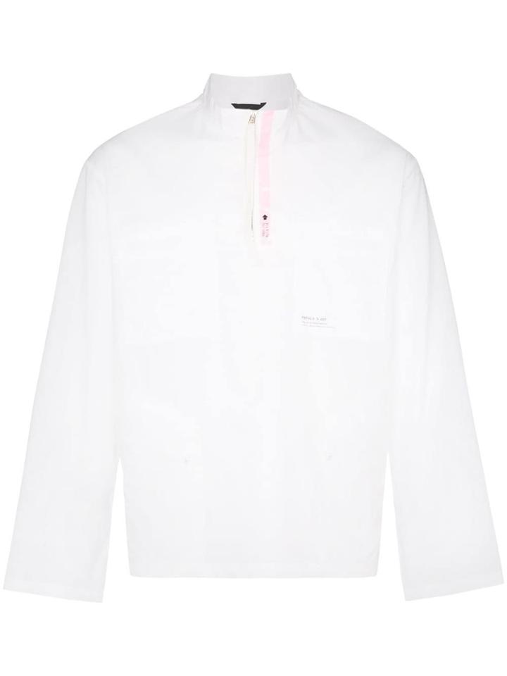 Portvel Zip Up Cotton Shirt Jacket - White