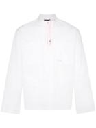 Portvel Zip Up Cotton Shirt Jacket - White