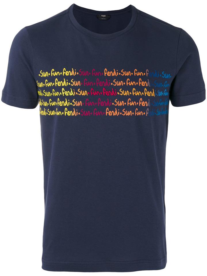 Fendi - Printed T-shirt - Men - Cotton - 52, Blue, Cotton