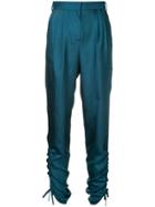 Tibi Mendini Twill Shirred Pants - Blue