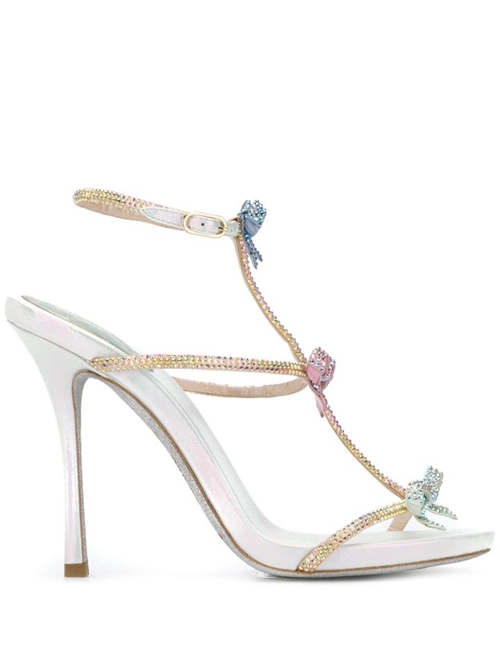 René Caovilla Embellished Bow Sandals - Gold