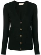 Tory Burch - Buttoned V-neck Cardigan - Women - Wool - Xs, Black, Wool