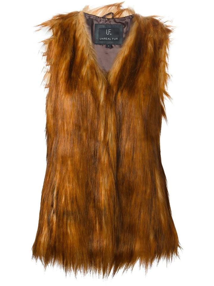 Unreal Fur Faux Fur Gilet, Women's, Size: Small, Nude/neutrals, Modacrylic/polyester