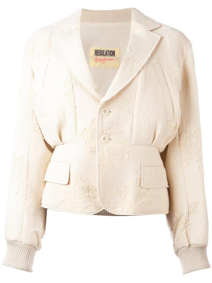 Yohji Yamamoto Roses Motif Fitted Jacket, Women's, Size: Small, Nude/neutrals, Cupro/cotton/wool/acrylic