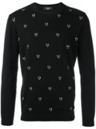Fendi Embroidered Sweater, Men's, Size: 52, Black, Cotton/cashmere/polyester