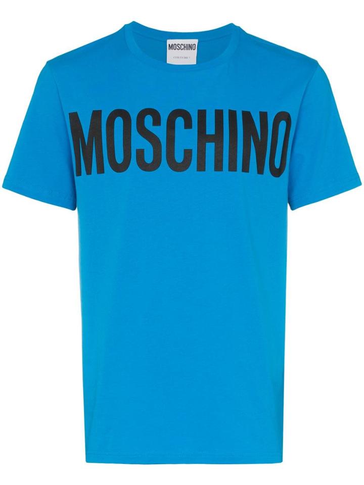 Moschino Logo Print Cotton T-shirt - Blue
