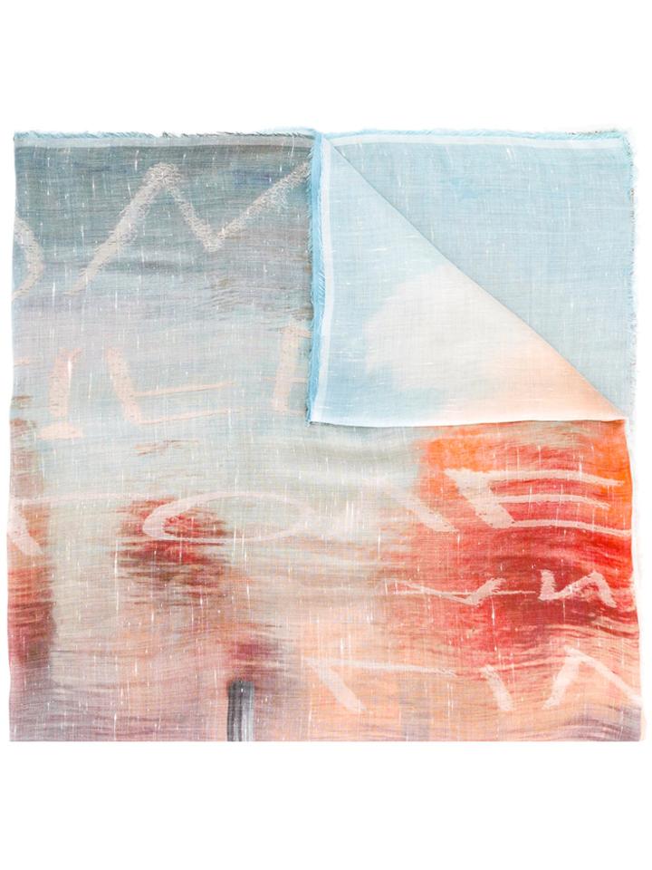 Faliero Sarti Lettering Print Scarf - Pink & Purple