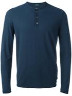 Zanone Longsleeved Henley T-shirt, Men's, Size: 50, Blue, Cotton