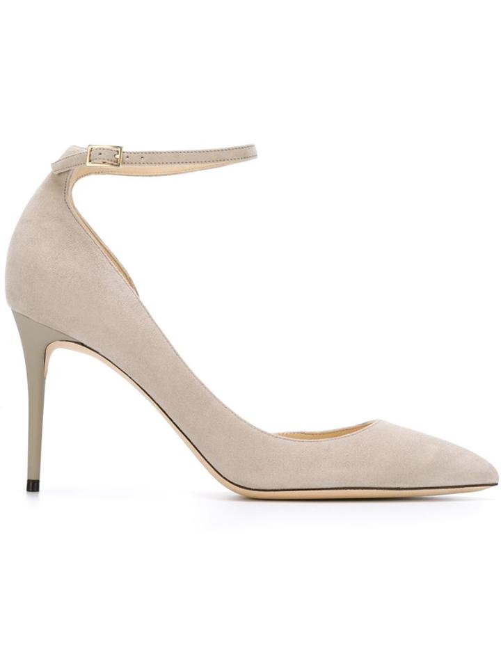 Jimmy Choo Lucy 85 Pumps, Women's, Size: 39, Nude/neutrals, Suede/leather