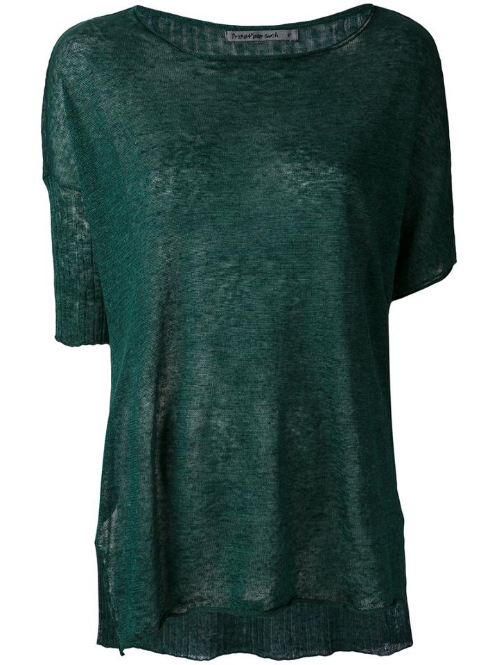 Transit - Knitted T-shirt - Women - Linen/flax - 34, Green, Linen/flax