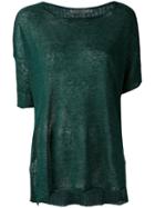 Transit - Knitted T-shirt - Women - Linen/flax - 34, Green, Linen/flax