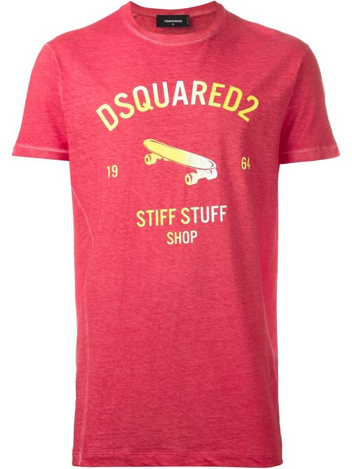 Dsquared2 Logo T-shirt, Men's, Size: S, Red, Cotton/linen/flax