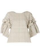 Fendi Check Flared Blouse - Nude & Neutrals