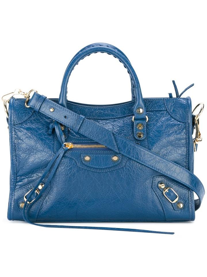Balenciaga Removable Strap Tote, Women's, Blue, Lamb Skin
