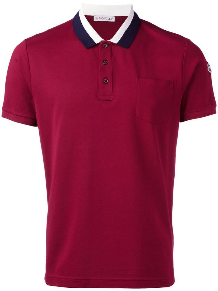 Moncler Striped Collar Polo Shirt, Men's, Size: Xxl, Red, Cotton