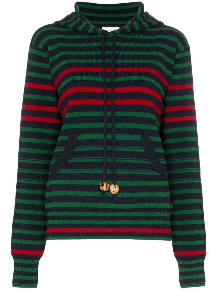 Wales Bonner Striped Drawstring Hoodie - Blue