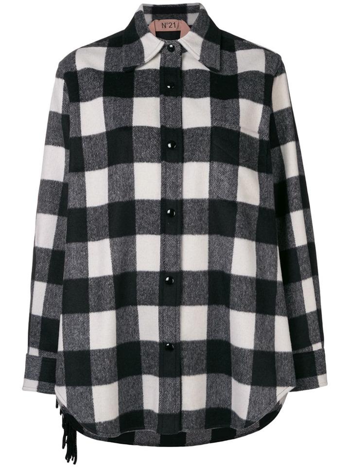 No21 Oversized Checked Flannel Shirt - Black