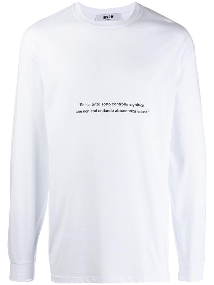 Msgm Slogan Print Top - White