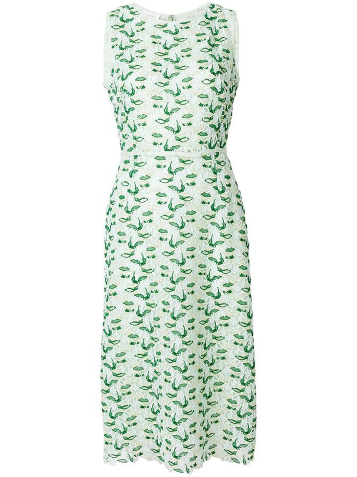 Giambattista Valli Leaf Embroidered Midi Dress - Green