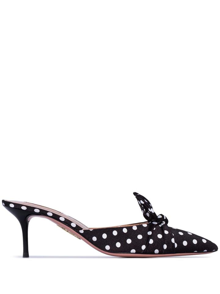 Aquazzura Deneuve 60mm Polka-dot Mules - Black