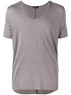Loose Scoop Neck T-shirt - Men - Rayon - M, Grey, Rayon, Unconditional