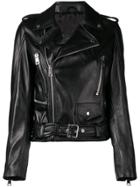 Manokhi Leather Biker Jacket - Black