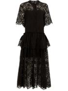 Sara Lanzi Embroidered Floral Shirt Dress - Black