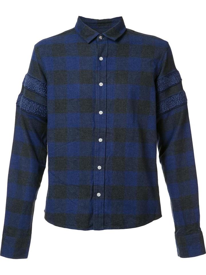 Mostly Heard Rarely Seen Sleeve Detailing Plaid Shirt, Men's, Size: Large, Cotton