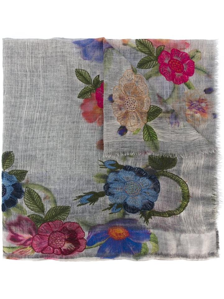 Faliero Sarti 'rampicante' Scarf, Women's, Grey, Silk/polyester/viscose/wool