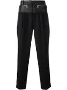 Juun.j - Mixed Material Trousers - Men - Lamb Skin/polyurethane/wool - 46, Black, Lamb Skin/polyurethane/wool