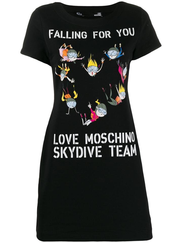 Love Moschino Skydiving Print T-shirt Dress - Black
