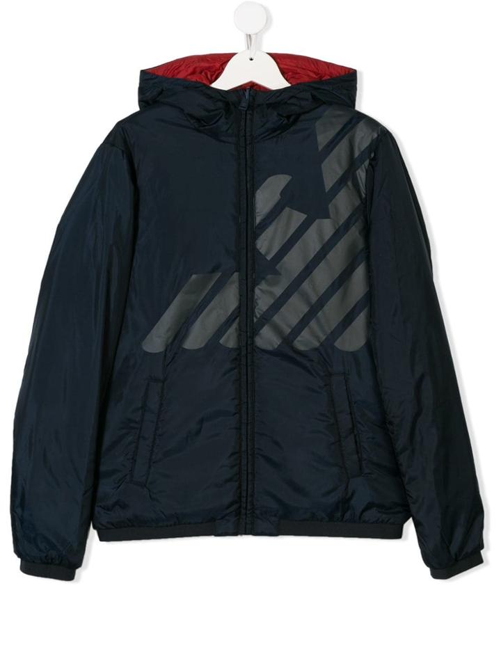 Emporio Armani Kids Reversible Logo Padded Jacket - Blue