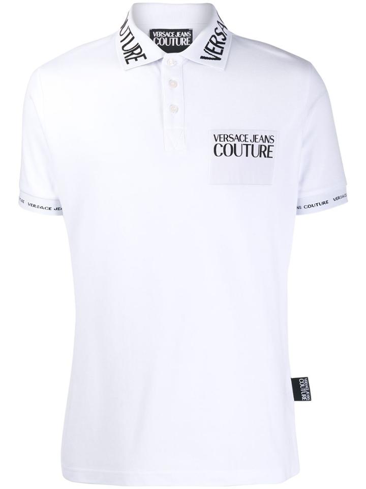 Versace Jeans Couture Logo Printed Polo Shirt - White