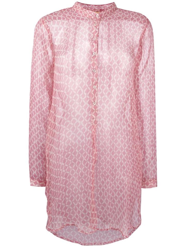 Cloe Cassandro - Sheer Longsleeved Cover-up - Women - Silk - One Size, Women's, Pink/purple, Silk