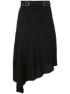 Carven - Asymmetric Hem Skirt - Women - Silk/polyester/acetate - 42, Black, Silk/polyester/acetate
