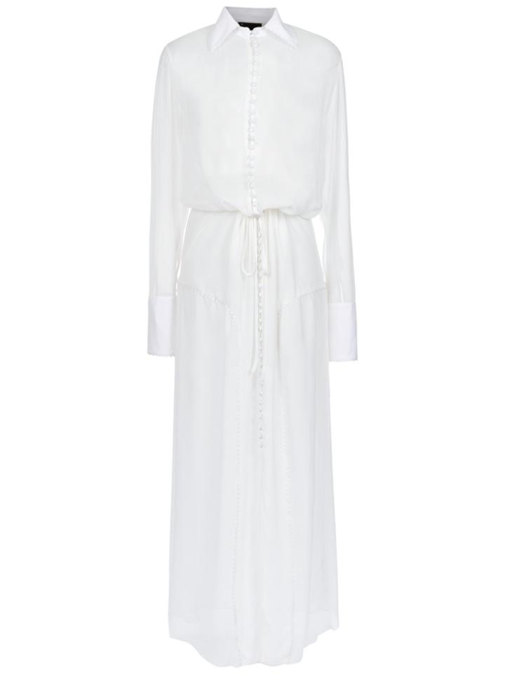 Andrea Bogosian Sheer Shirt Dress - White