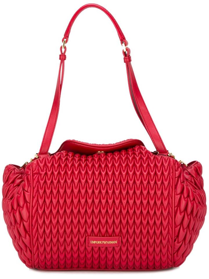 Emporio Armani Jacquard Shoulder Bag, Women's, Red
