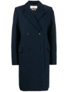 Closed Double-breasted Midi Coat - Blue