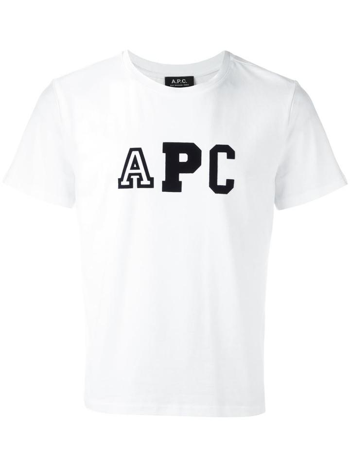 A.p.c. Logo Print T-shirt, Men's, Size: Small, White, Cotton