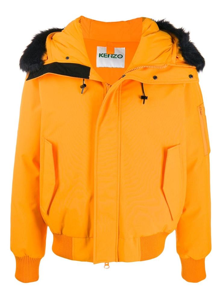 Kenzo Faux Fur-trimmed Bomber Jacket - Yellow
