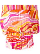 Emilio Pucci - Off The Shoulder Printed Top - Women - Viscose - 38, Women's, Yellow, Viscose
