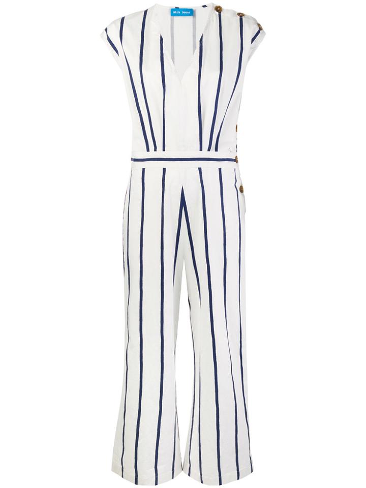 Mih Jeans Side Button Jump Suit - White